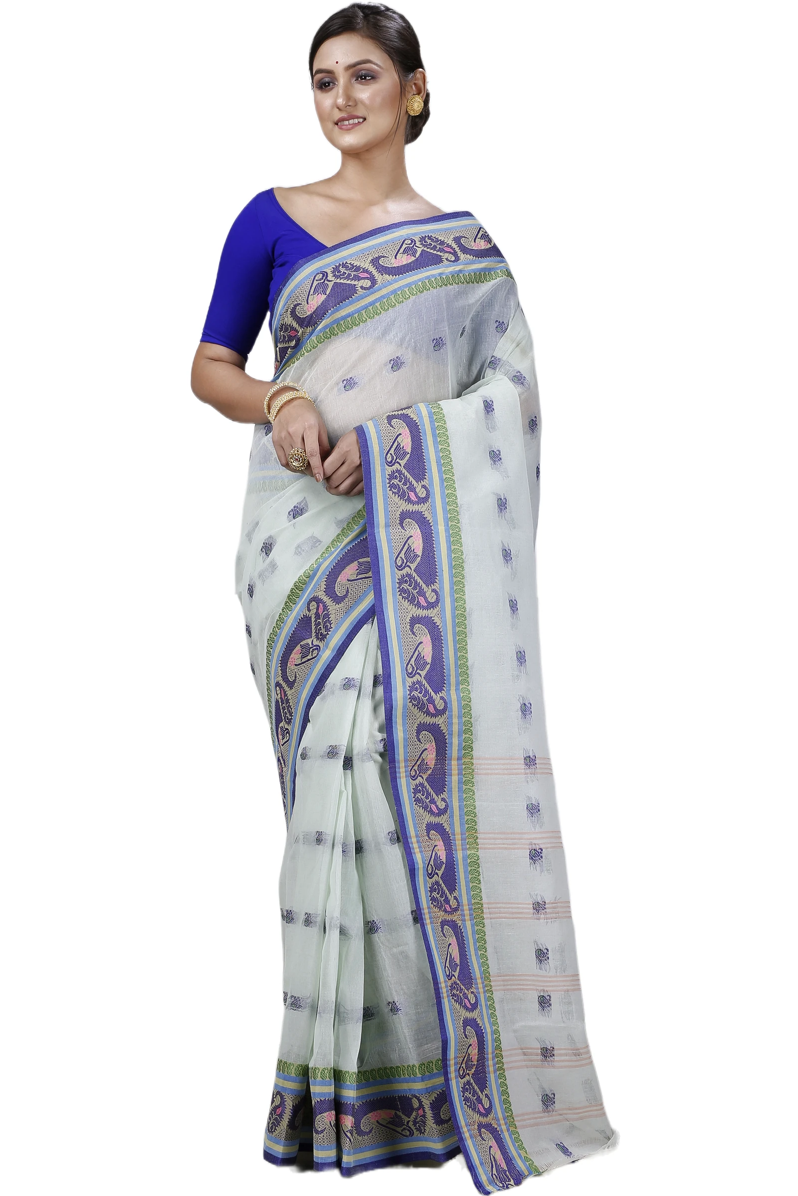 Off White Pure Cotton Utkal Tant Saree (1139)