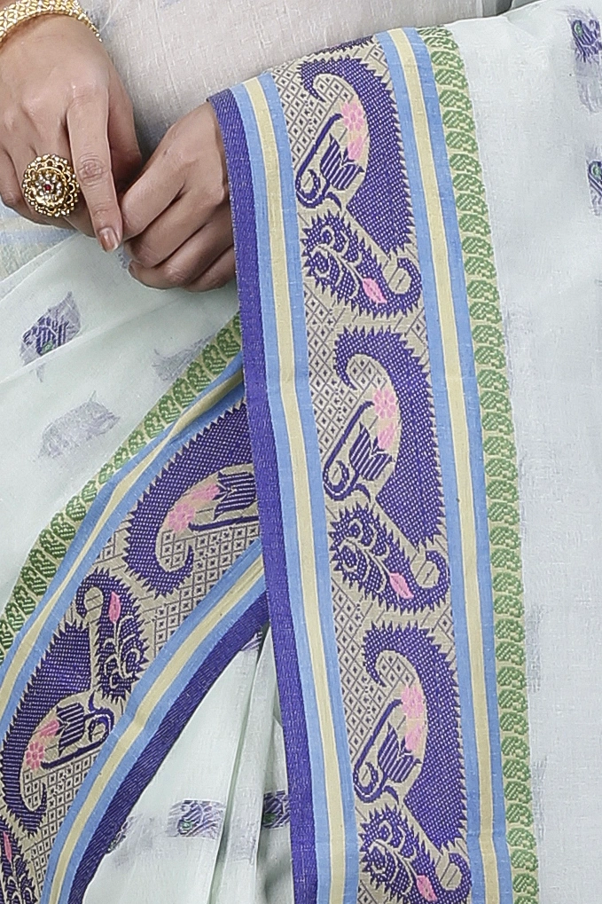 Off White Pure Cotton Utkal Tant Saree (1139)