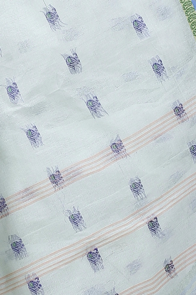 Off White Pure Cotton Utkal Tant Saree (1139)