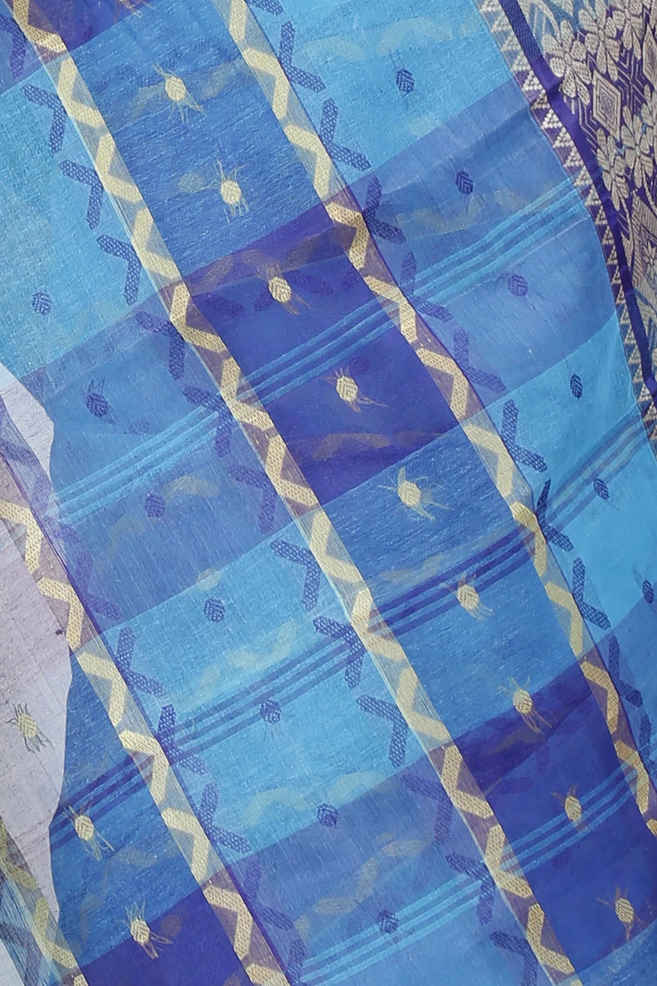 Blue Pure Cotton SonaJhuri Desiging Tant Saree (114)