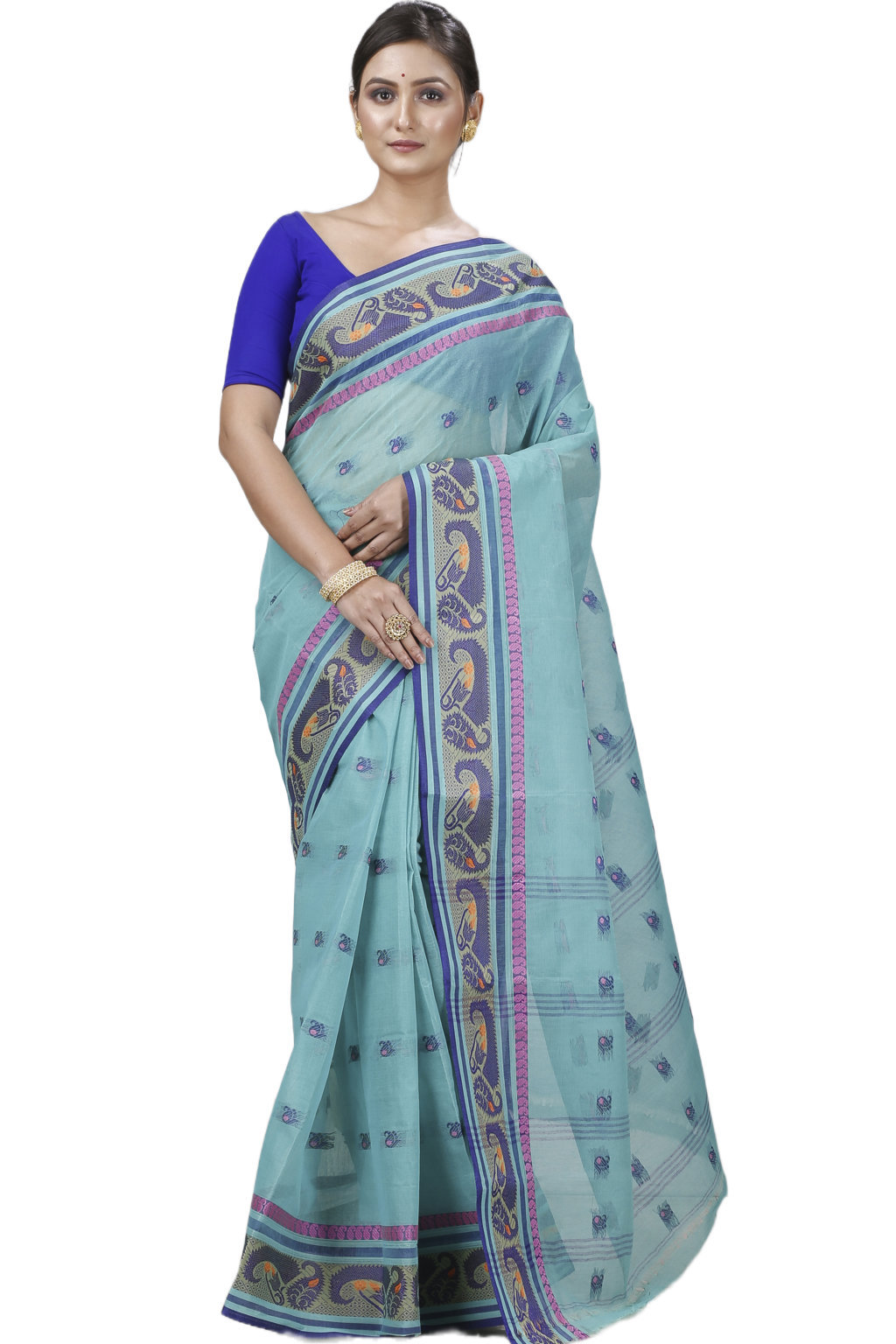 Dark Green Pure Cotton Utkal Tant Saree (1140)