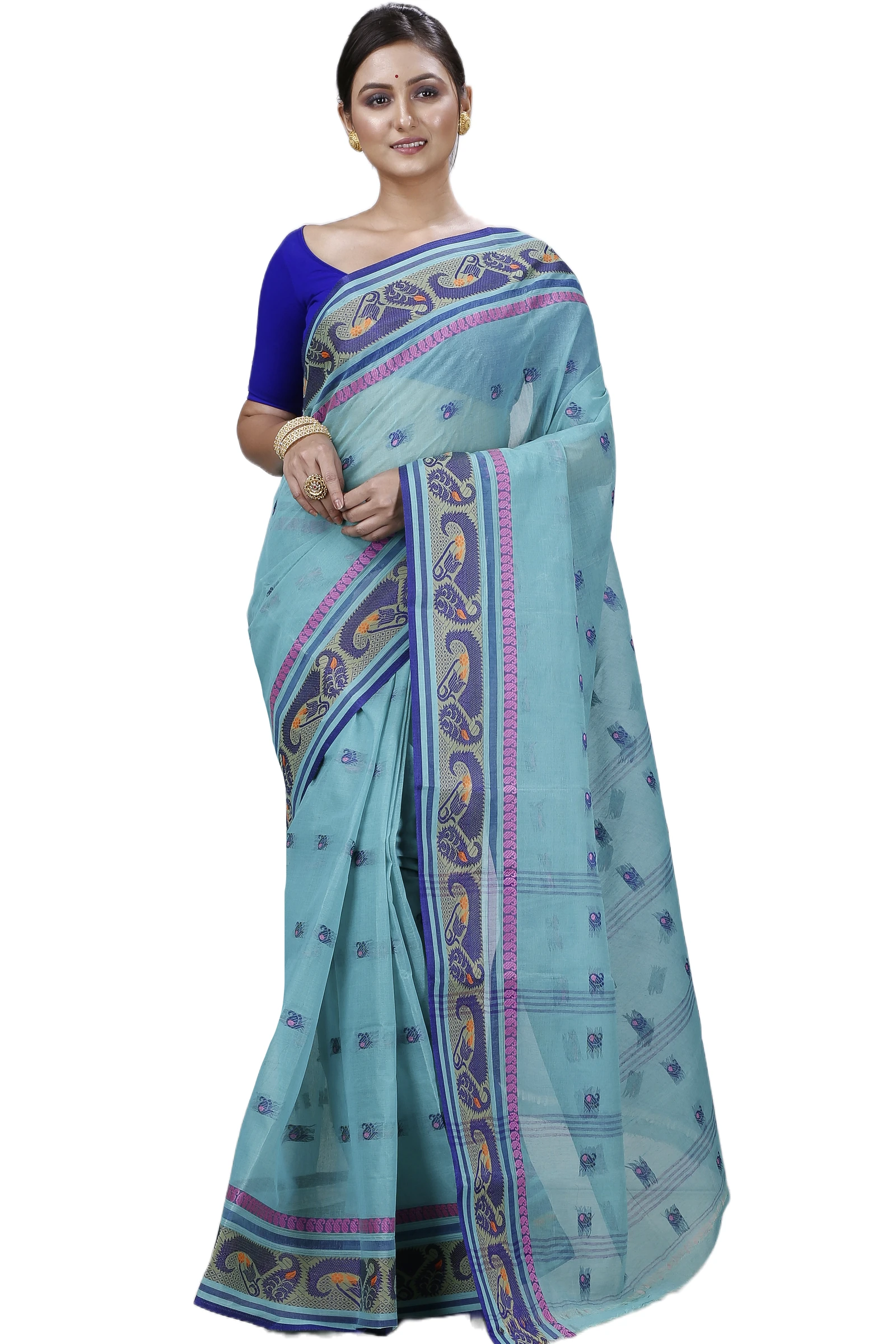 Dark Green Pure Cotton Utkal Tant Saree (1140)