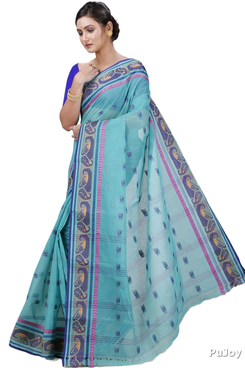 Dark Green Pure Cotton Utkal Tant Saree (1140)