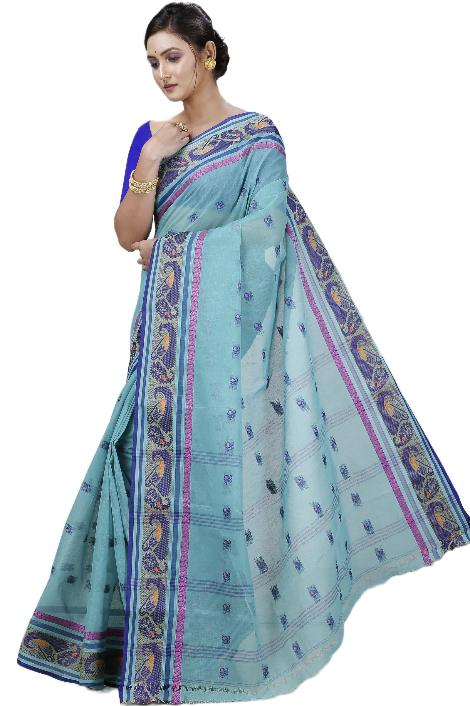 Dark Green Pure Cotton Utkal Tant Saree (1140)