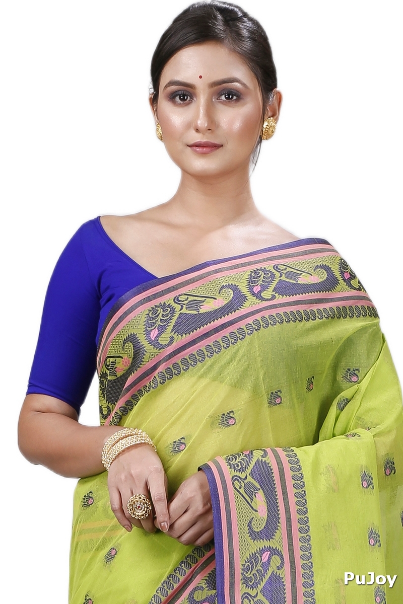 Green Pure Cotton Utkal Tant Saree (1141)