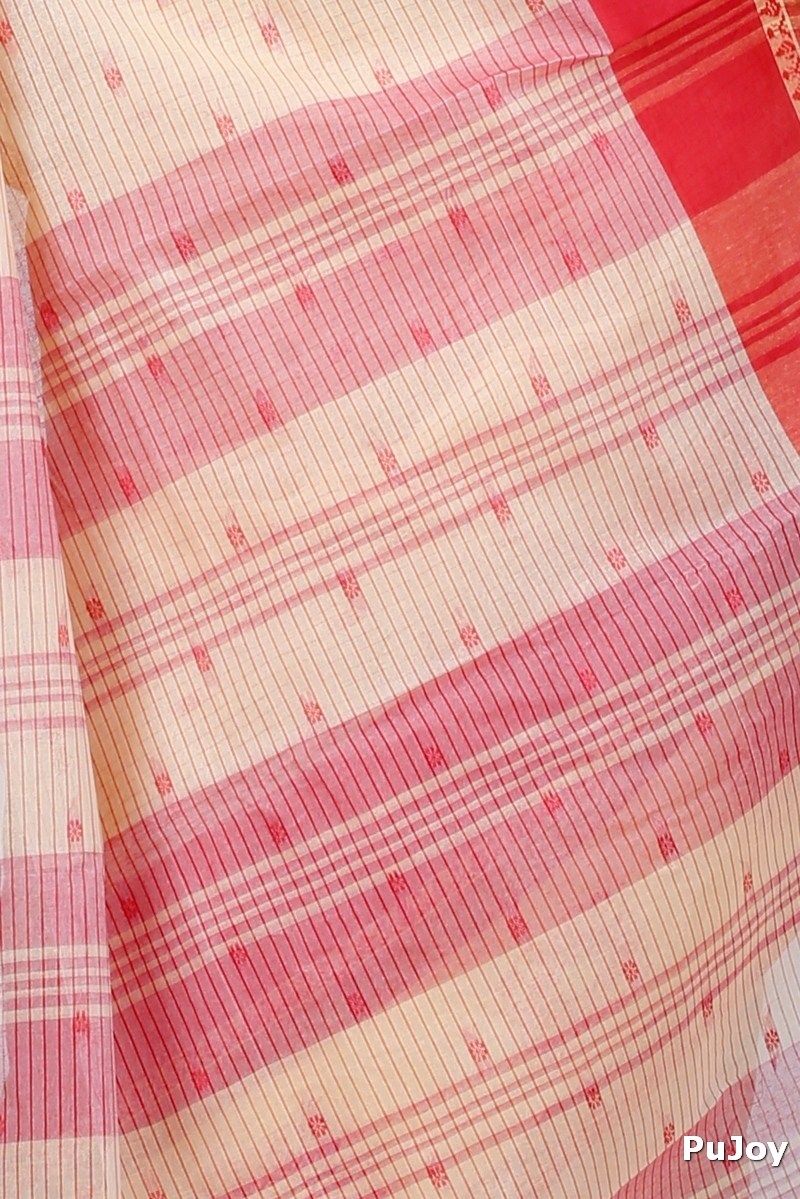 Red Yellow Pure Cotton Uma Tant Saree (1142)