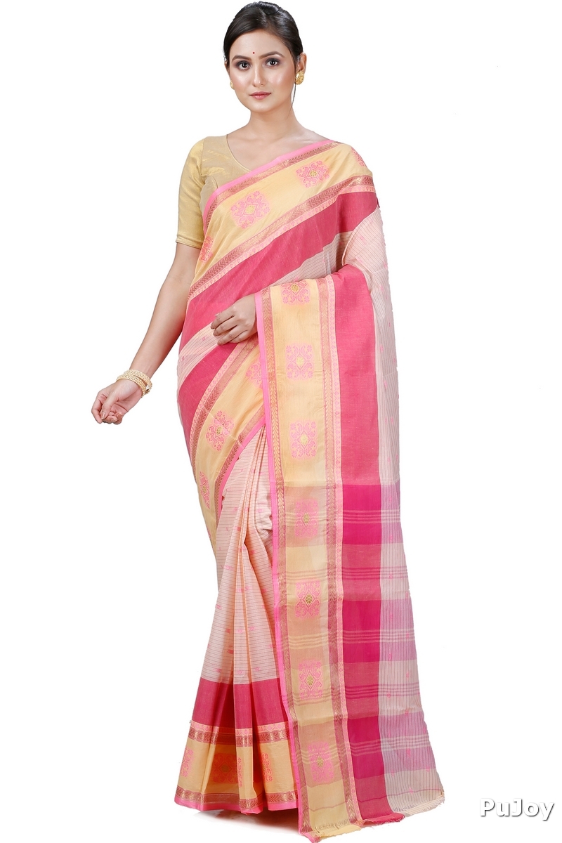 Red Pure Cotton Uma Tant Saree (1143)