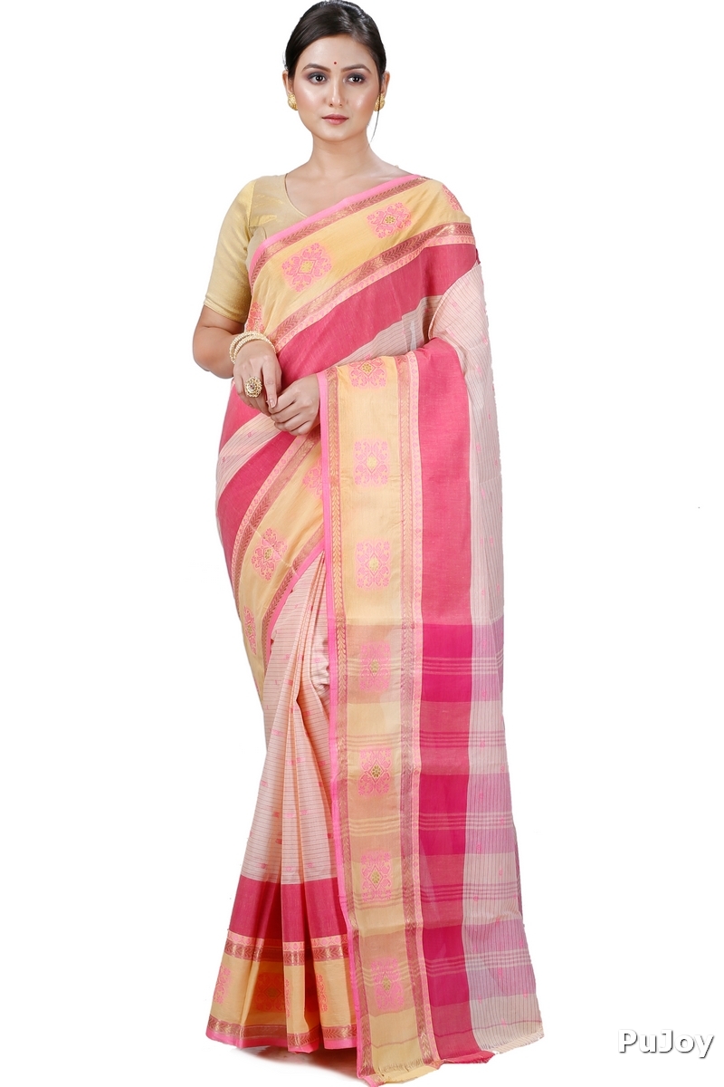 Red Pure Cotton Uma Tant Saree (1143)