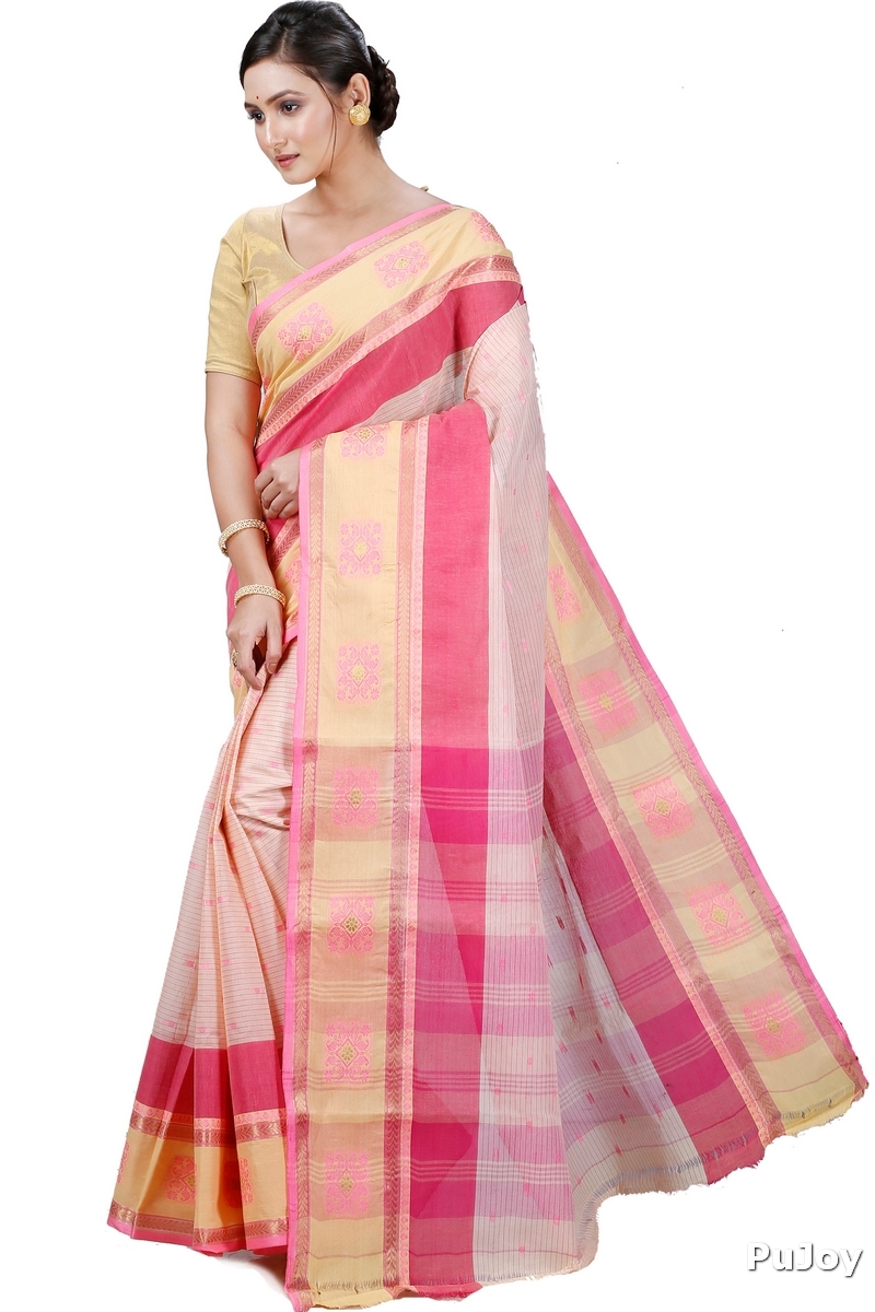 Red Pure Cotton Uma Tant Saree (1143)