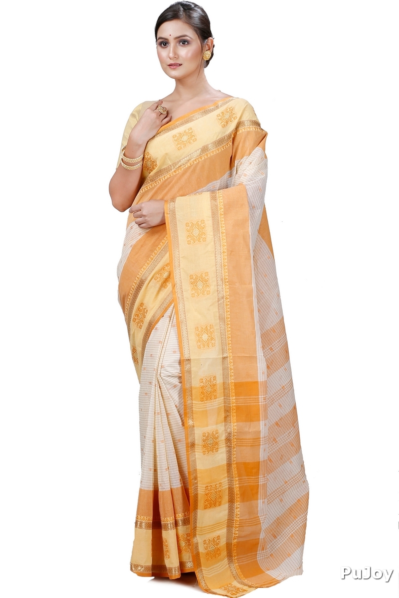 Yellow Pure Cotton Uma Tant Saree (1144)