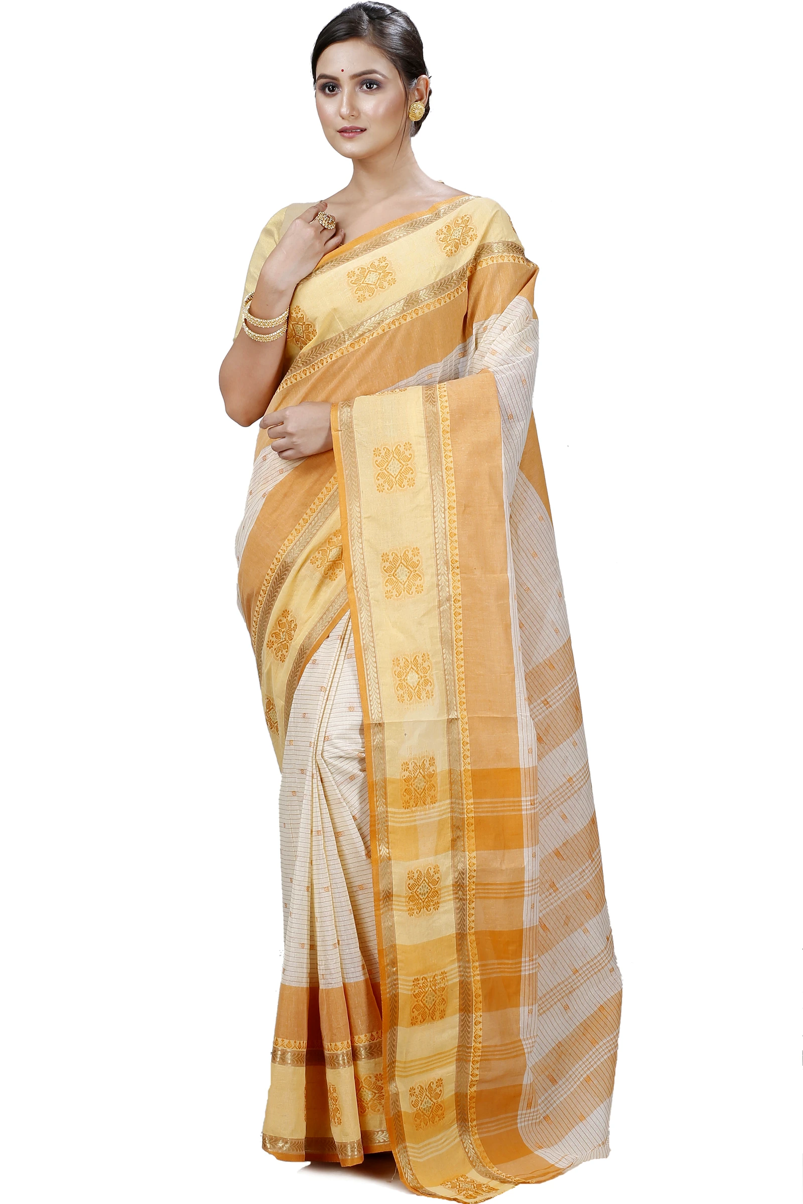 Yellow Pure Cotton Uma Tant Saree (1144)