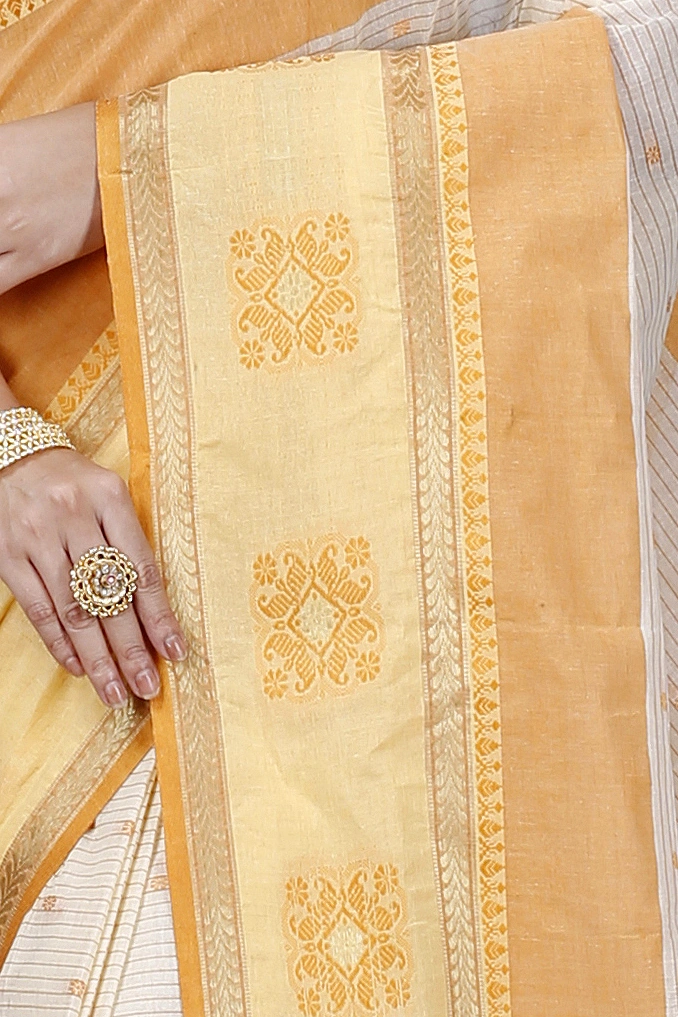 Yellow Pure Cotton Uma Tant Saree (1144)