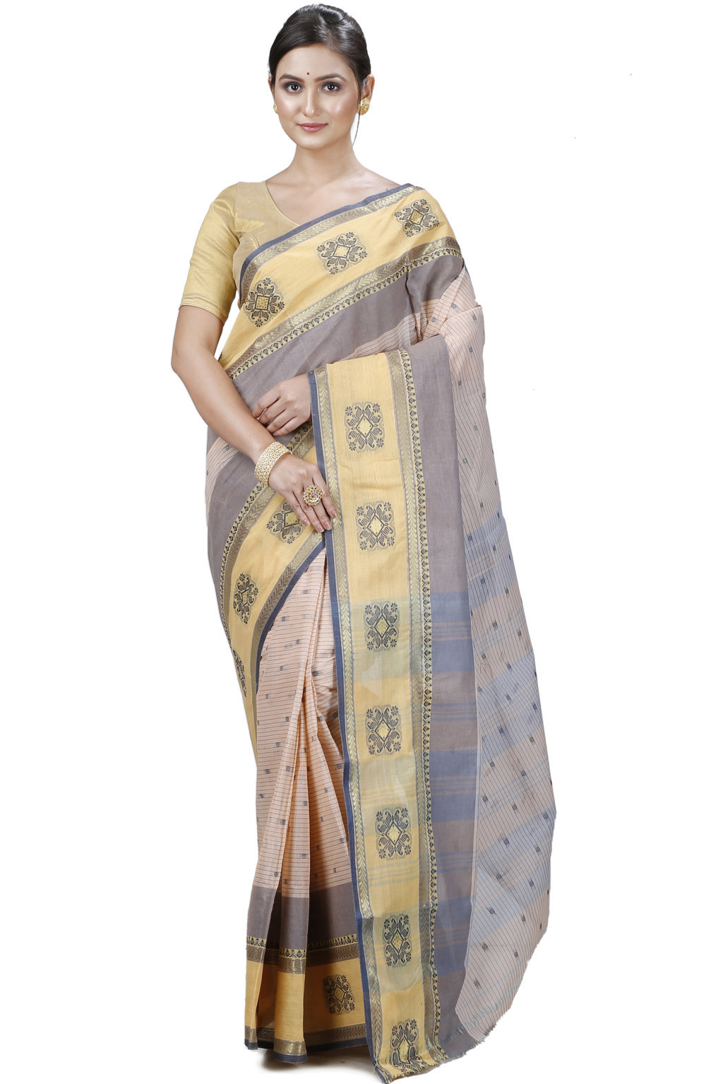 Cream Pure Cotton Uma Tant Saree (1145)
