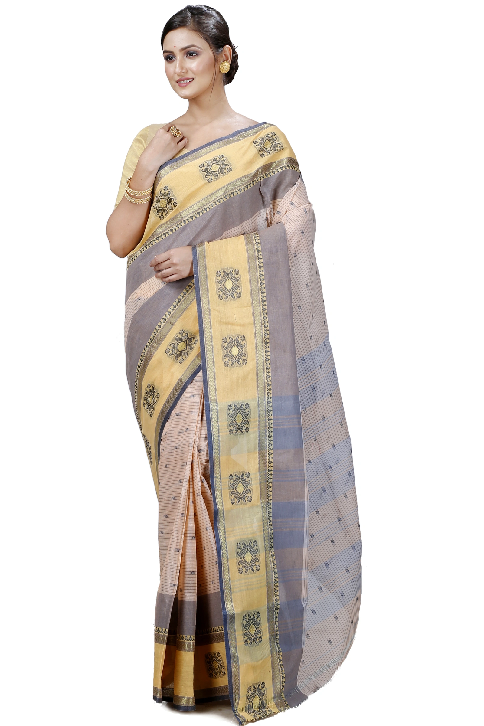 Cream Pure Cotton Uma Tant Saree (1145)
