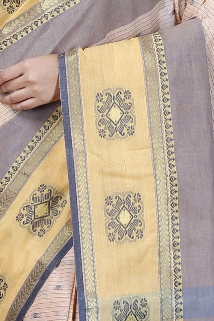 Cream Pure Cotton Uma Tant Saree (1145)