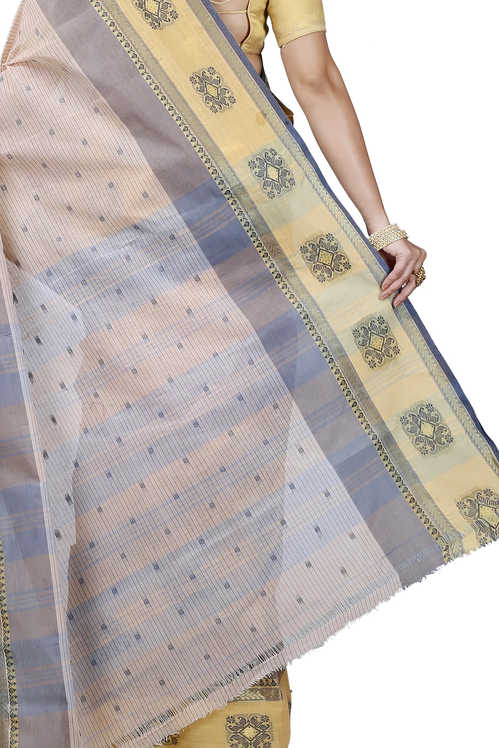 Cream Pure Cotton Uma Tant Saree (1145)
