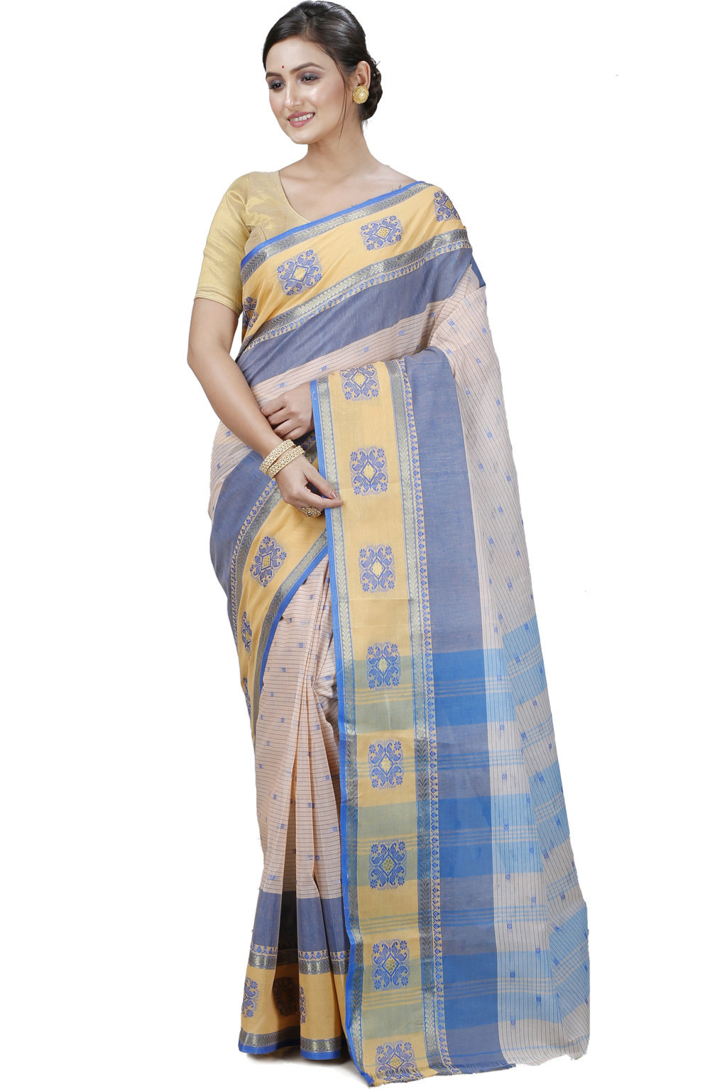 Off-White Pure Cotton Uma Tant Saree (1146)