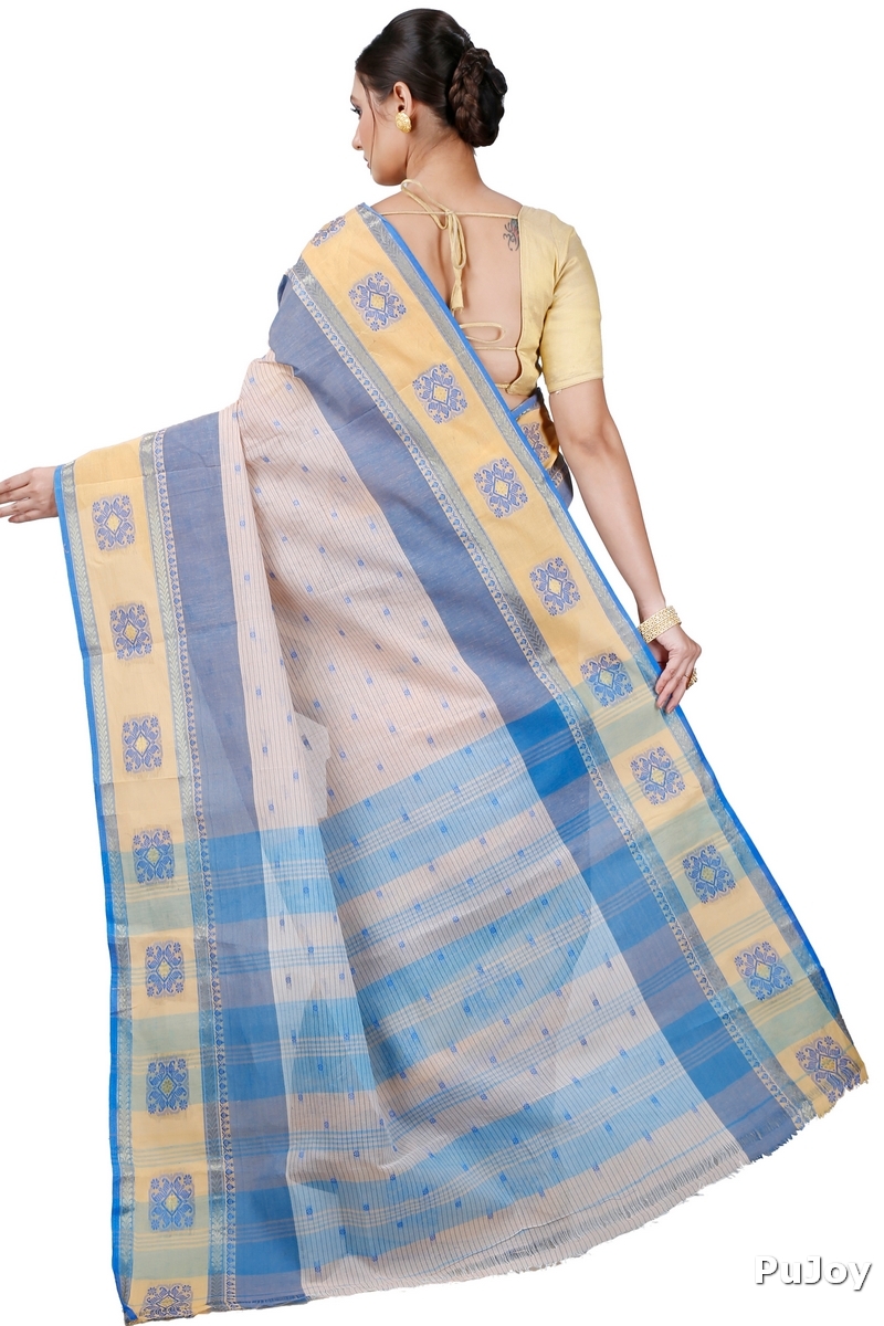 Off-White Pure Cotton Uma Tant Saree (1146)