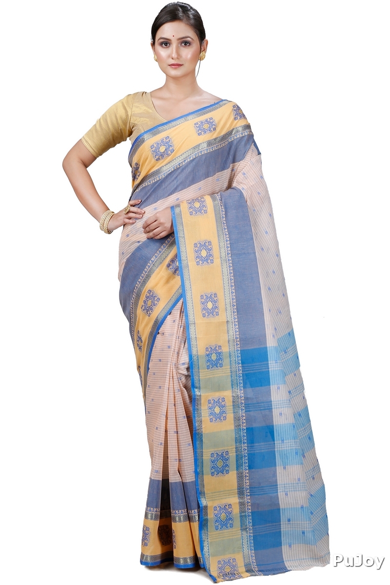 Off-White Pure Cotton Uma Tant Saree (1146)