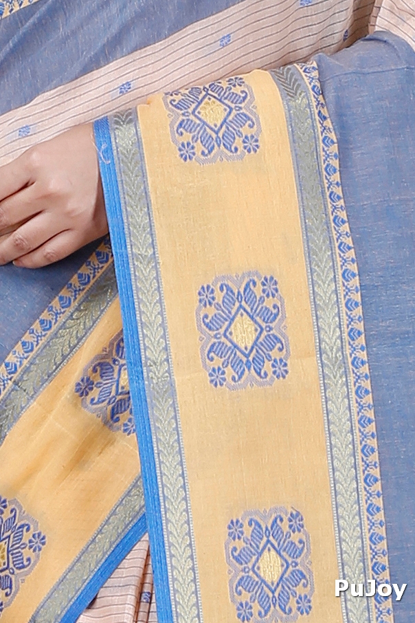 Off-White Pure Cotton Uma Tant Saree (1146)