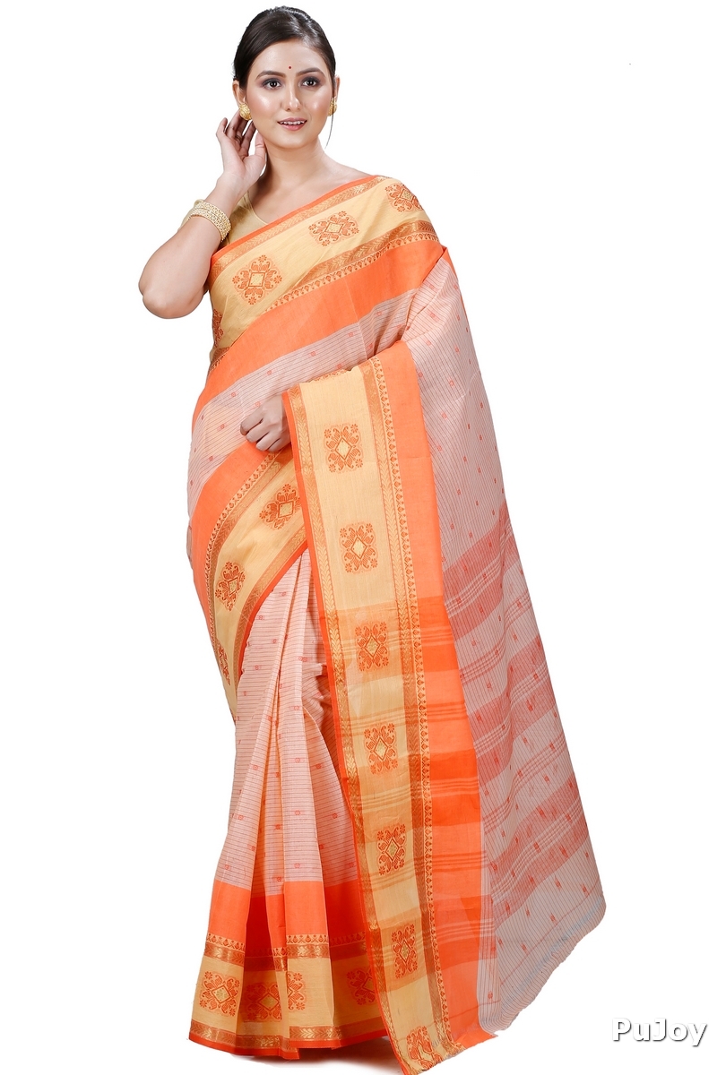 Orange Pure Cotton Uma Tant Saree (1147)