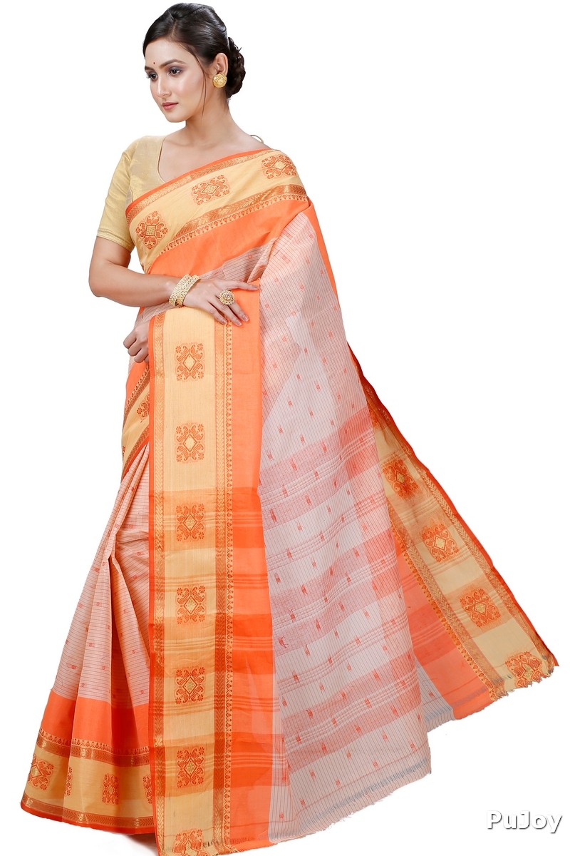 Orange Pure Cotton Uma Tant Saree (1147)