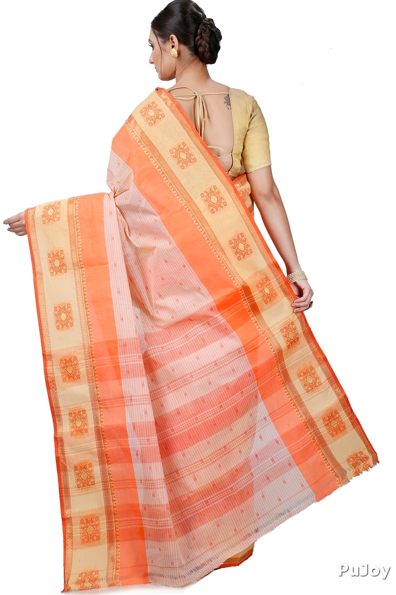 Orange Pure Cotton Uma Tant Saree (1147)