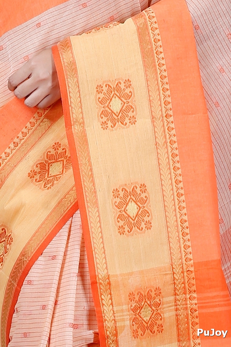 Orange Pure Cotton Uma Tant Saree (1147)