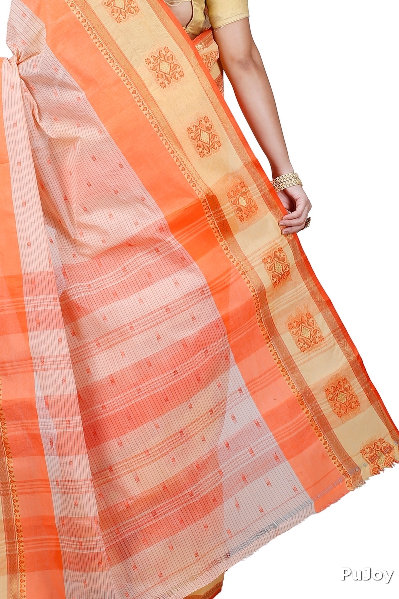 Orange Pure Cotton Uma Tant Saree (1147)