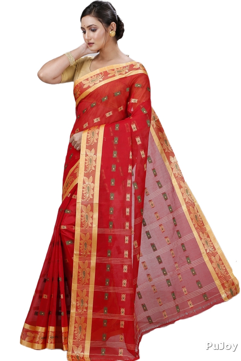 Red Pure Cotton Udaya Tant Saree (1148)