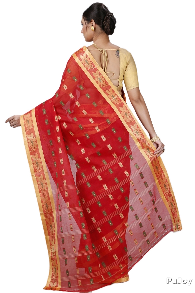Red Pure Cotton Udaya Tant Saree (1148)