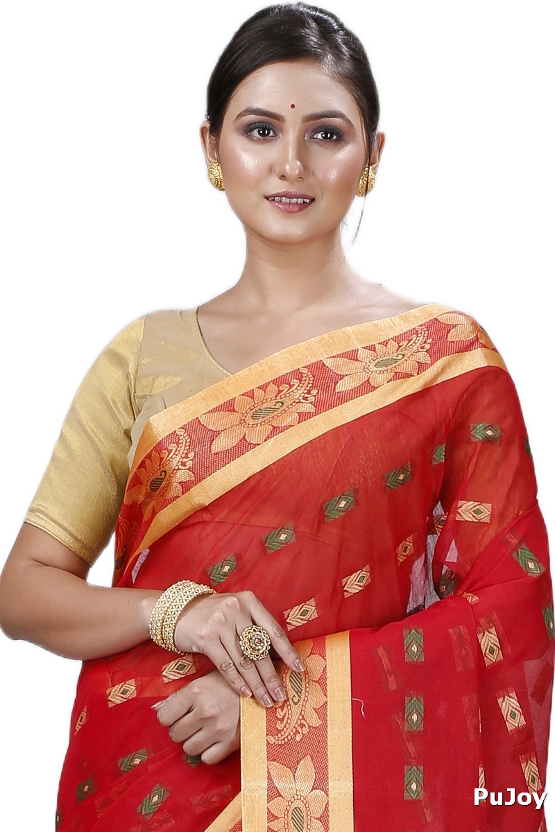 Red Pure Cotton Udaya Tant Saree (1148)