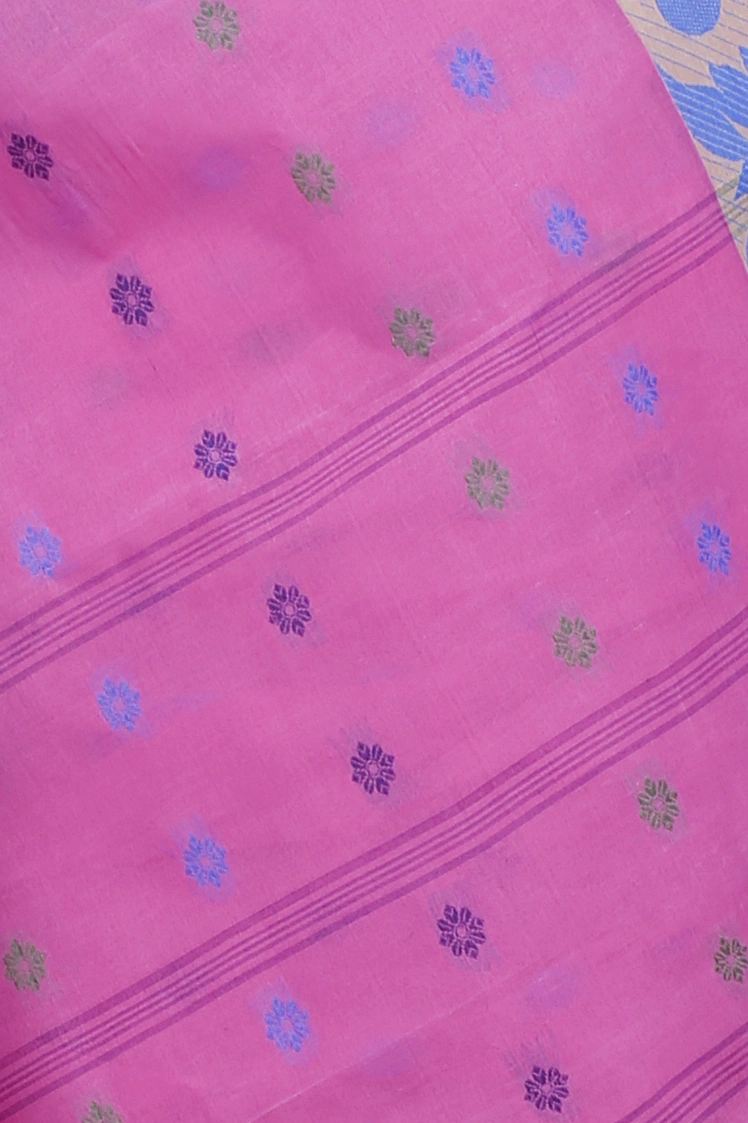 Pink Pure Cotton Ushi Tant Saree (1153)