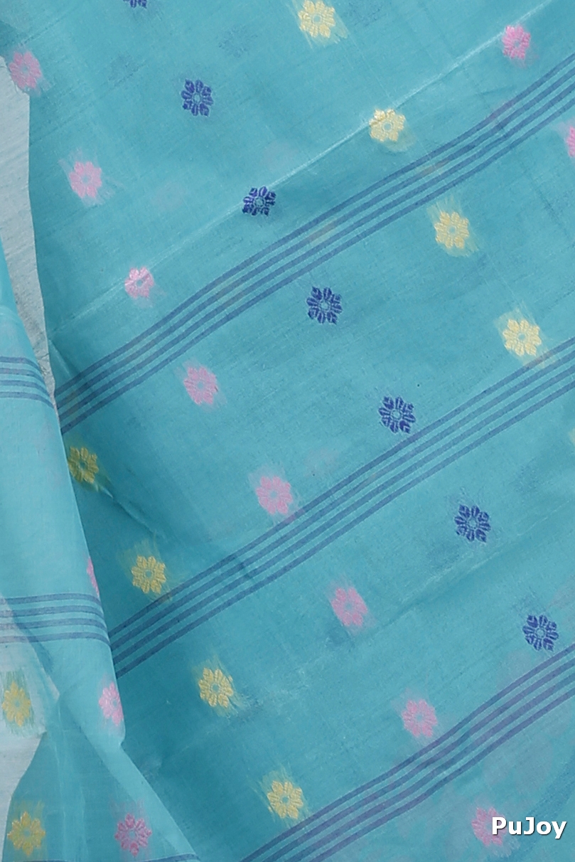 Dark Green Pure Cotton Ushi Tant Saree (1154)