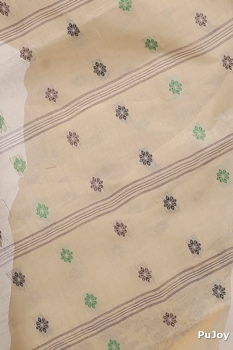 Brown Pure Cotton Ushi Tant Saree (1155)