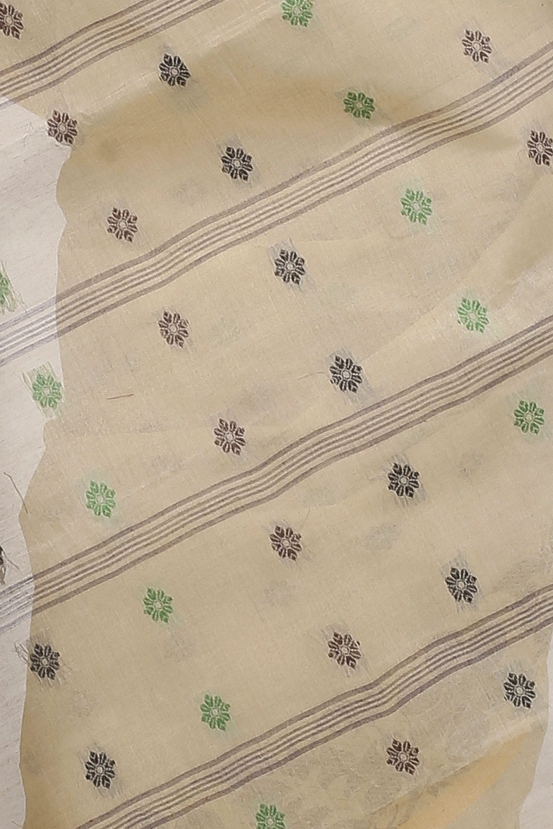 Brown Pure Cotton Ushi Tant Saree (1155)