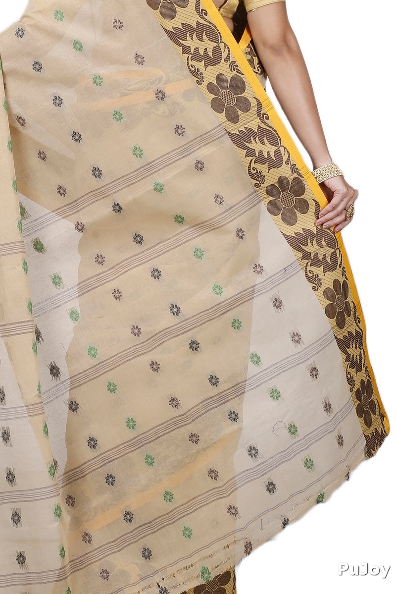 Brown Pure Cotton Ushi Tant Saree (1155)