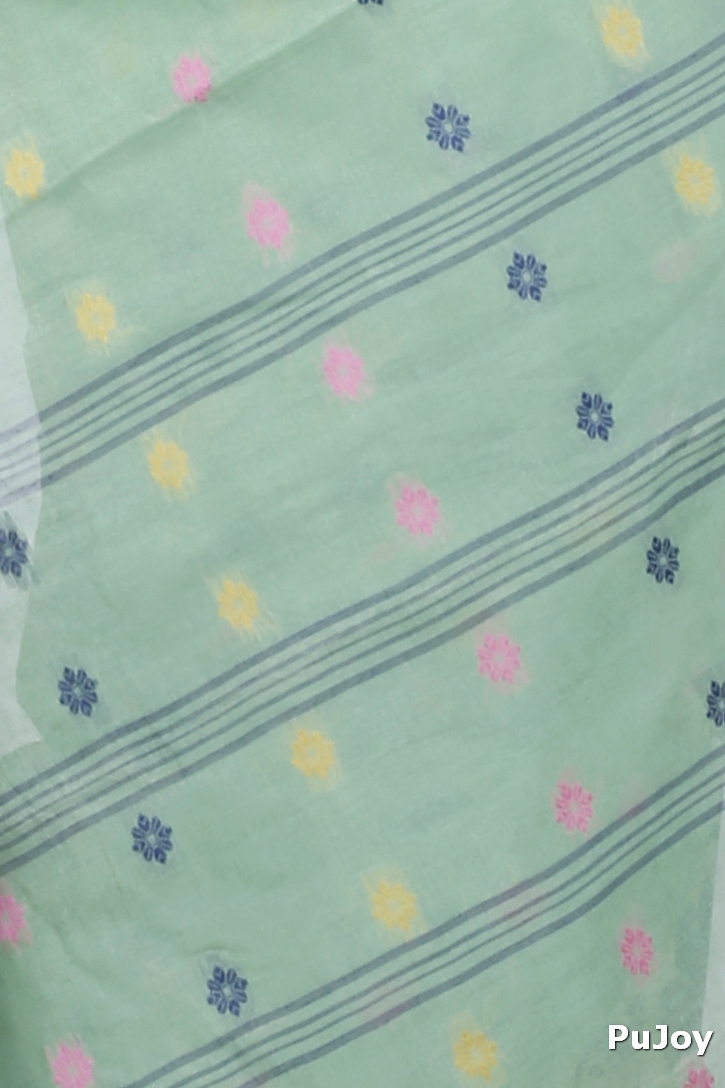 Green Pure Cotton Ushi Tant Saree (1156)