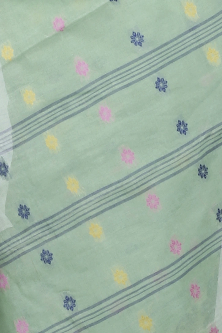 Green Pure Cotton Ushi Tant Saree (1156)