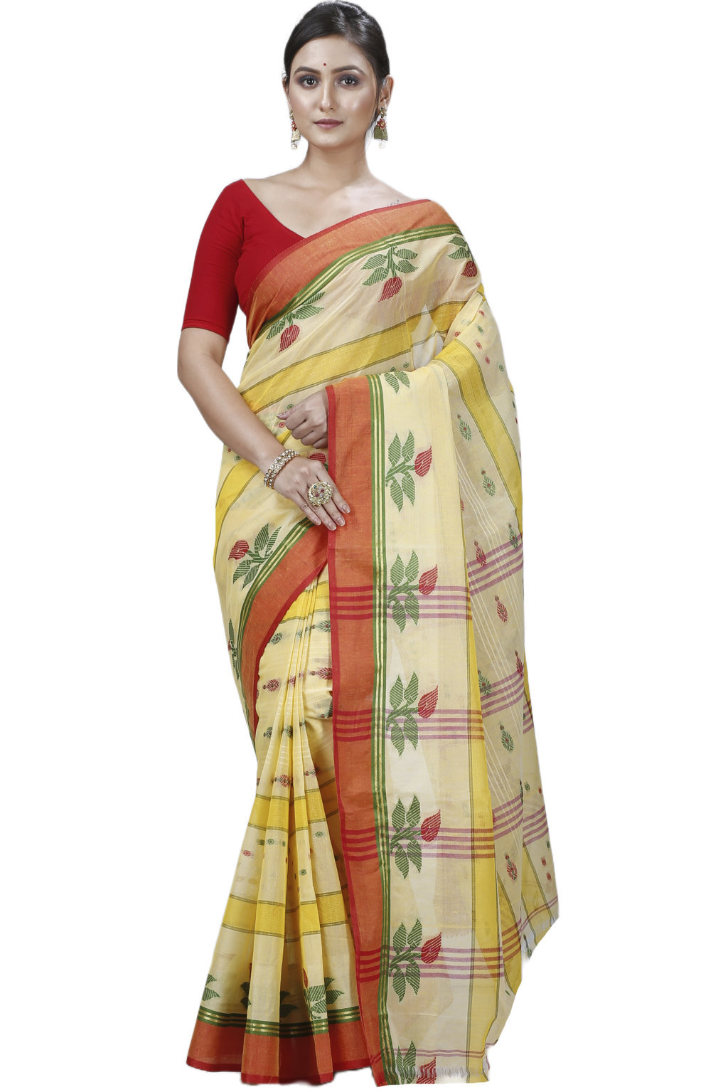Yellow Pure Cotton Udichi Tant Saree (1157)