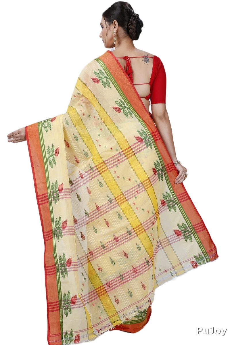Yellow Pure Cotton Udichi Tant Saree (1157)