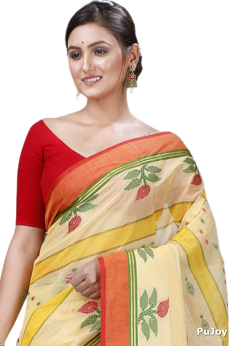 Yellow Pure Cotton Udichi Tant Saree (1157)