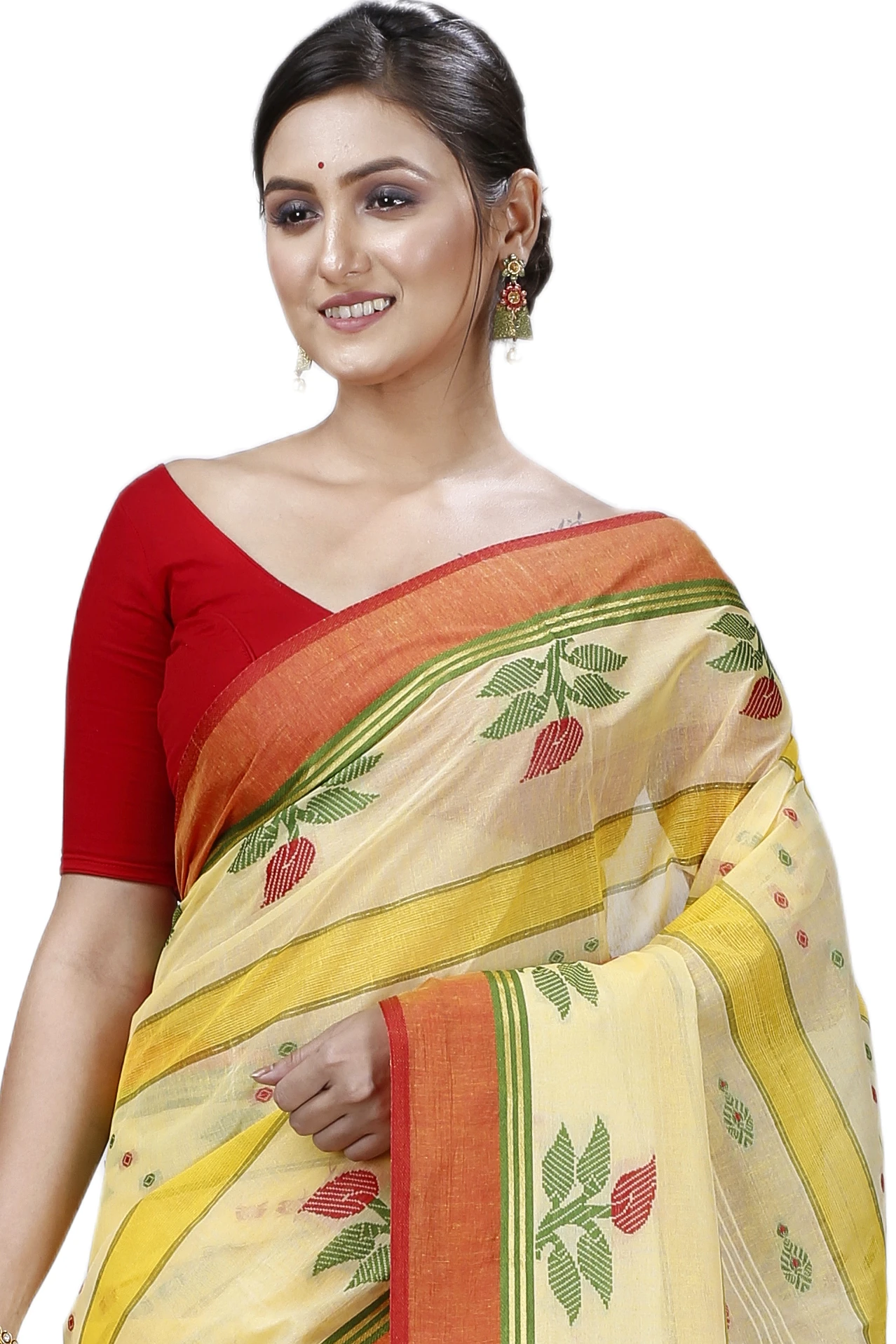 Yellow Pure Cotton Udichi Tant Saree (1157)