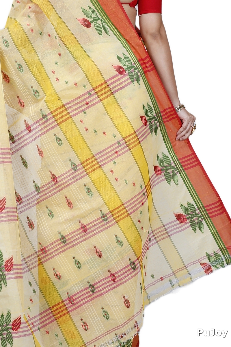 Yellow Pure Cotton Udichi Tant Saree (1157)