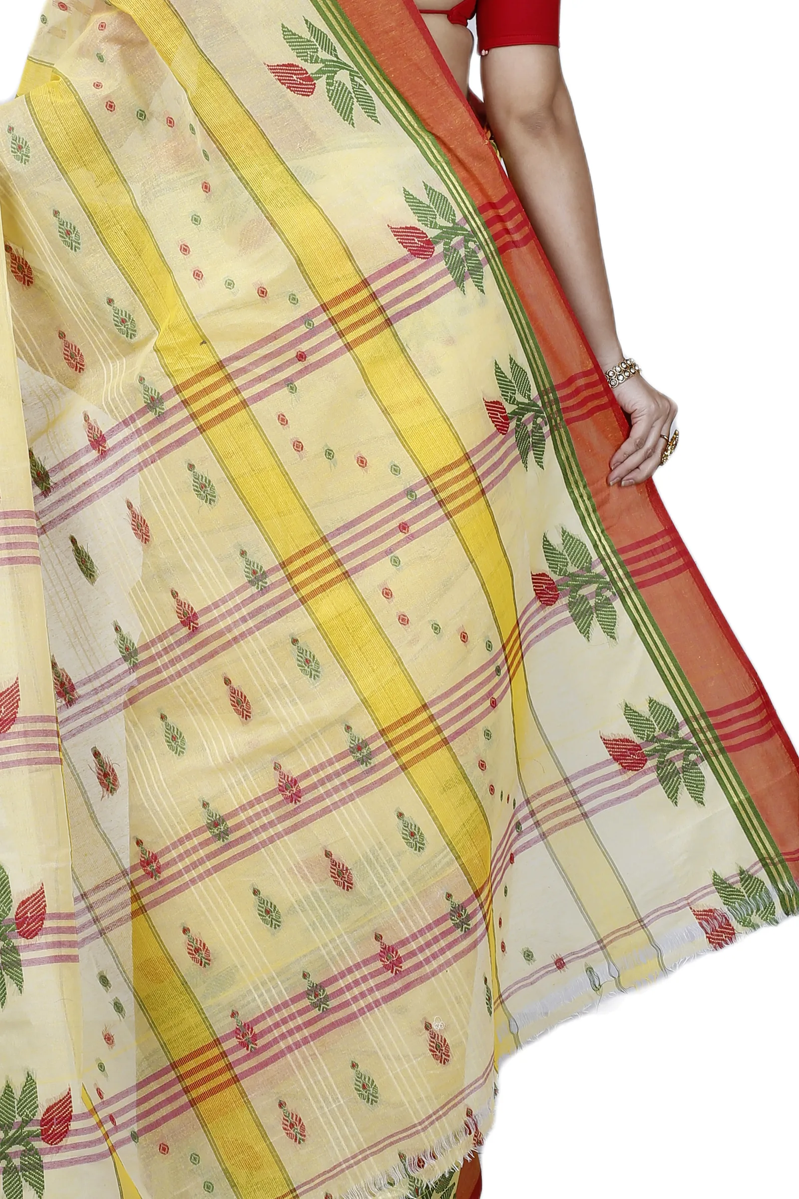 Yellow Pure Cotton Udichi Tant Saree (1157)