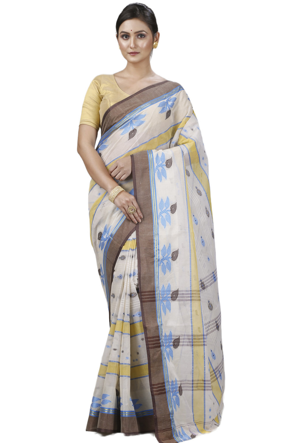 Brown Pure Cotton Udichi Tant Saree (1159)