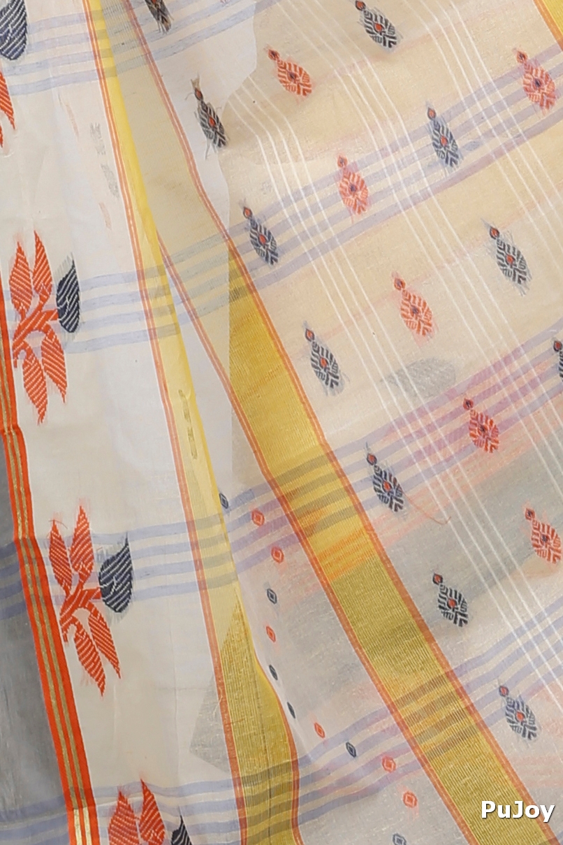 Light Yellow Pure Cotton Udichi Tant Saree (1160)