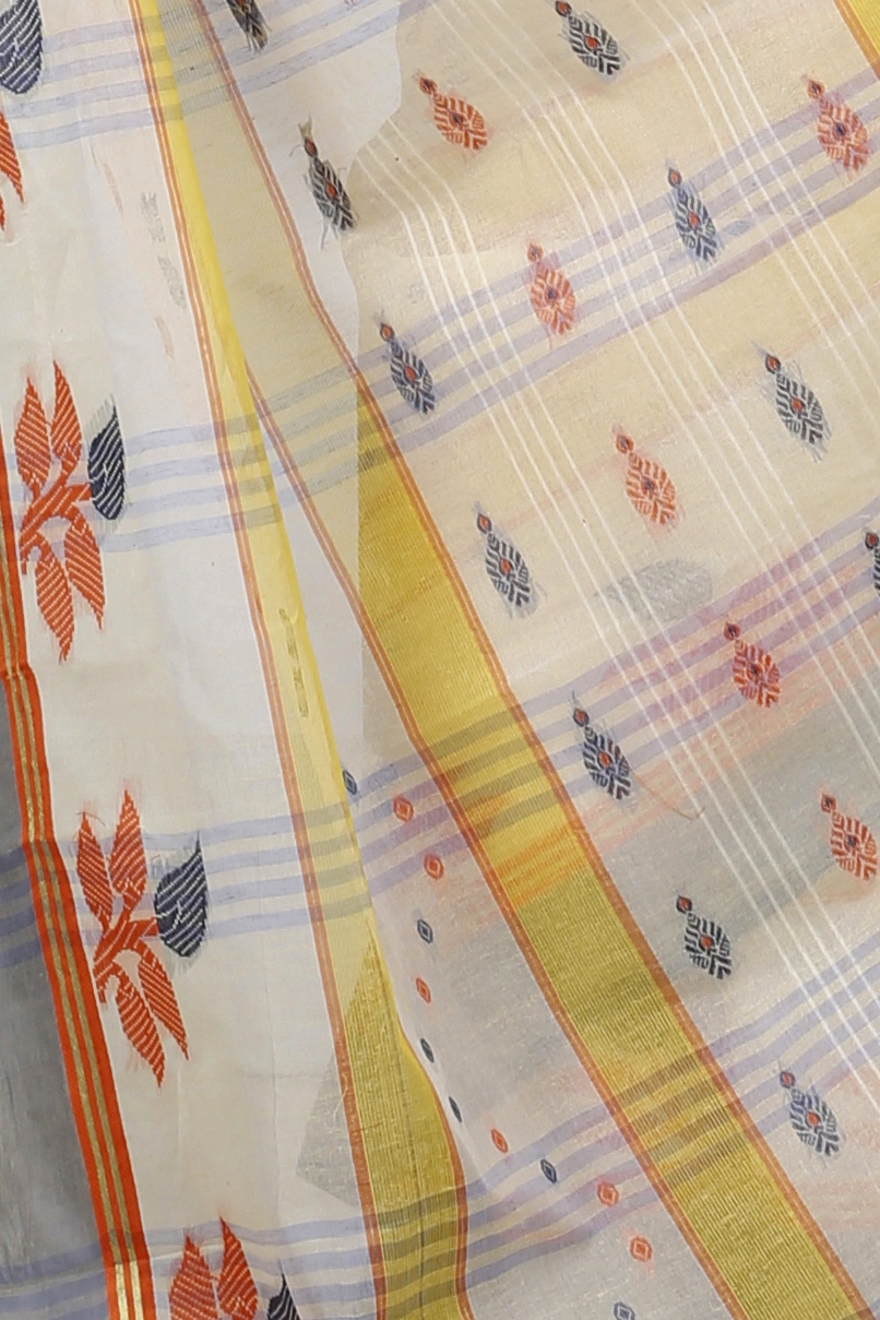 Light Yellow Pure Cotton Udichi Tant Saree (1160)