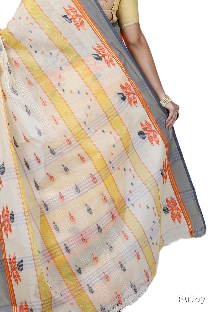 Light Yellow Pure Cotton Udichi Tant Saree (1160)