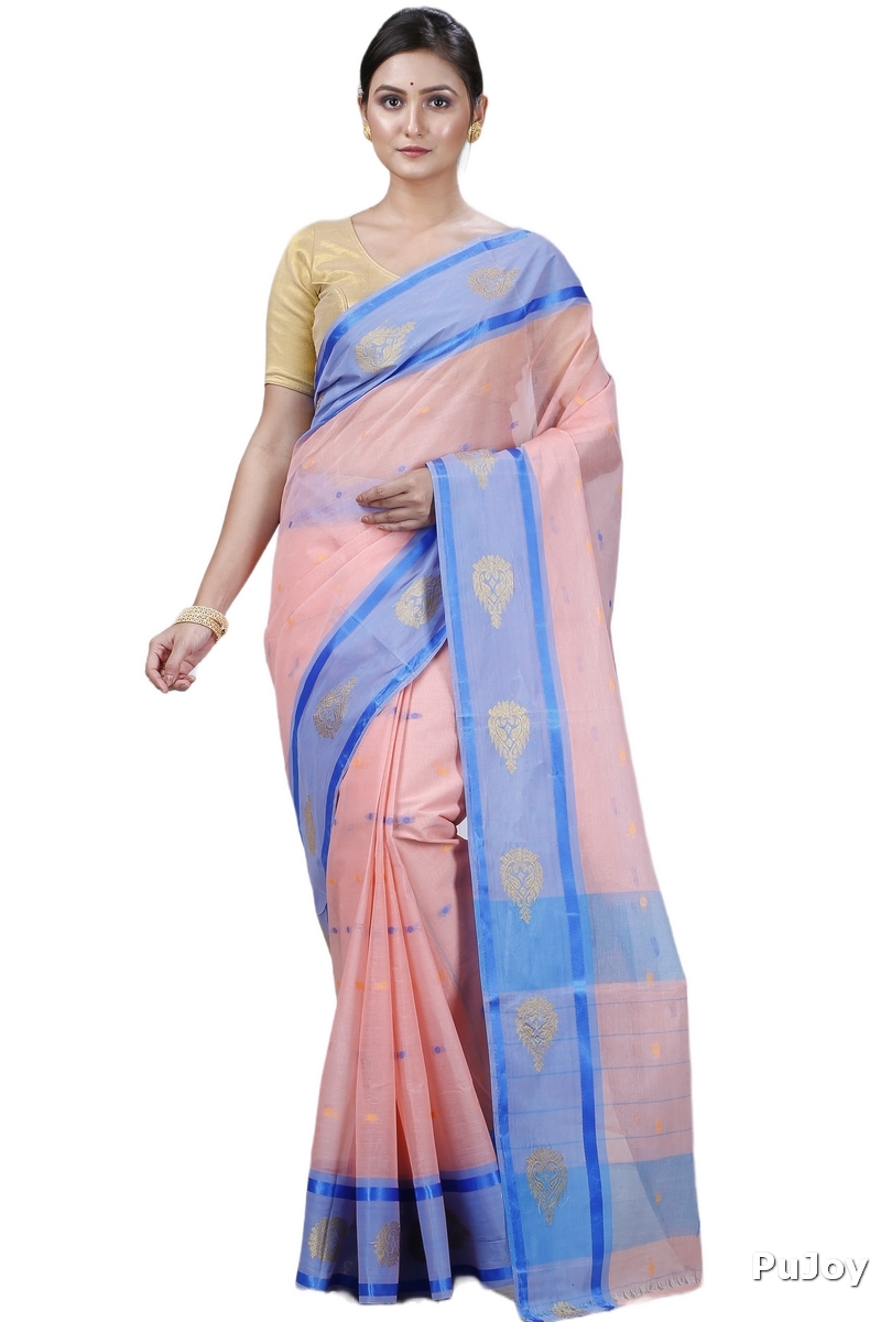 Peach Pure Cotton Upala Tant Saree (1162)